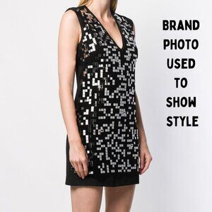 PINKO Happier Mirrored Dress in Black - UK Size 10 (US Size 8), Elegant Women's